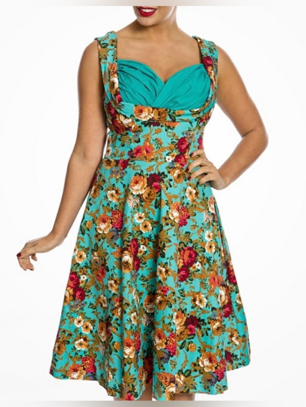 LINDY BOP Ophelia Retro Floral Midi Swing Dress Size Small NWT